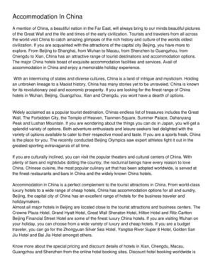 Accommodation In China