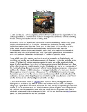 Types of car games