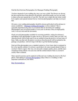 Find the Best Kelowna Photographers for Okanagan Wedding Photography