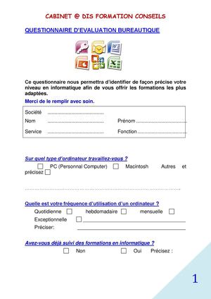 Questionnaire entrée EXCEL spiral