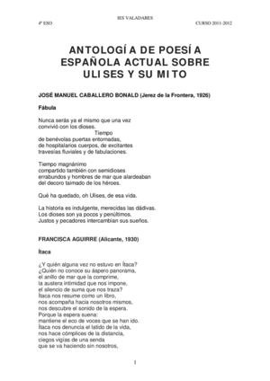 Antología de poesía española actual sobre el mito de ulises