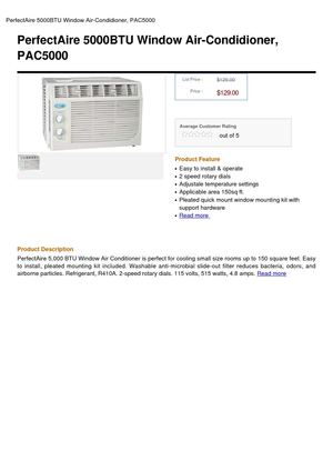 Perfectaire 5000BTU Window Air-Condidioner, PAC5000