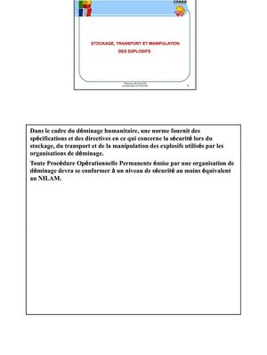 STOCKAGE ,TRANSPORT ET MANIPULATION DES EXPLOSIFS