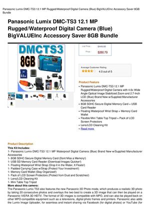 Panasonic Lumix DMC-TS3 12.1 MP Rugged Waterproof Digital Camera (Blue) Bigvalueinc Accessory Saver