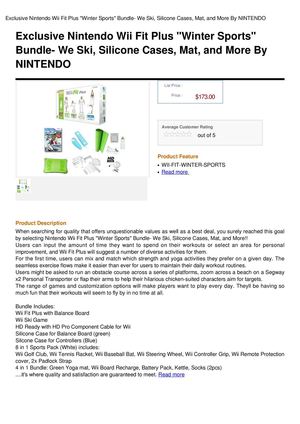 Exclusive Nintendo Wii Fit Plus Winter Sports Bundle- We Ski, Silicone Cases, Mat, And More By NINTENDO