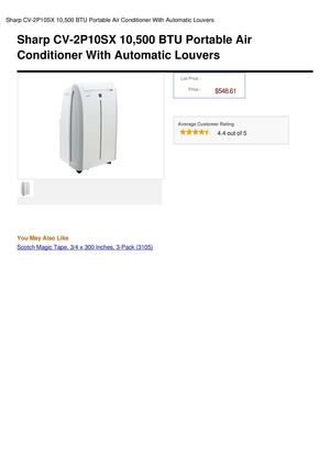 Sharp CV-2P10SX 10,500 BTU Portable Air Conditioner With Automatic Louvers