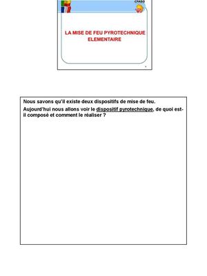 LA MISE DE FEU PYRROTECHNIQUE