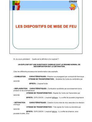 LES DISPOSITIFS DE MISE A FEU