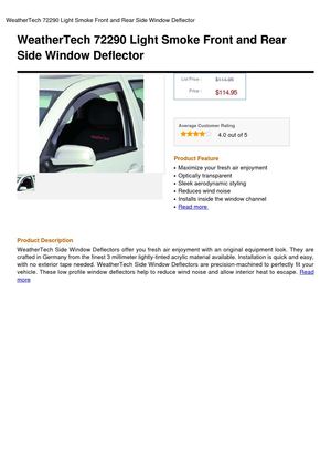 Weathertech 72290 Light Smoke Front And Rear Side Window Deflector