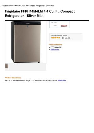 Frigidaire FFPH44M4LM 4.4 Cu. Ft. Compact Refrigerator - Silver Mist