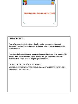 GENERALITES SUR LES EXPLOSIFS