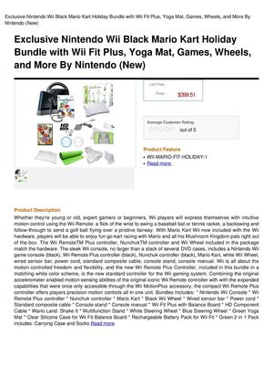 Exclusive Nintendo Wii Black Mario Kart Holiday Bundle With Wii Fit Plus, Yoga Mat, Games, Wheels, And