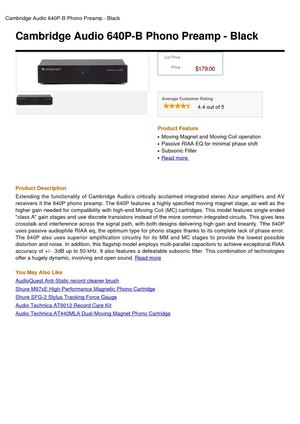 Cambridge Audio 640P-B Phono Preamp - Black