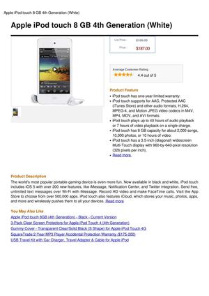 Apple Ipod Touch 8 GB 4Th Generation