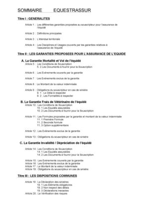Conditions générales de ventes Equestrassur