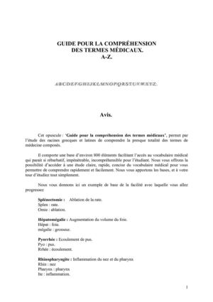 Médecine Guide pour la compréhension des termes médicaux de A à Z