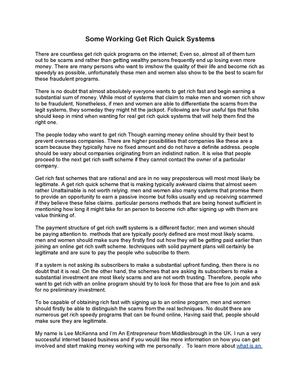 Some Working Get Rich Quick Systems