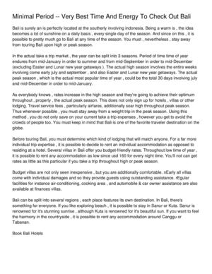 Minimal Period -- Very Best Time And Energy To Check Out Bali