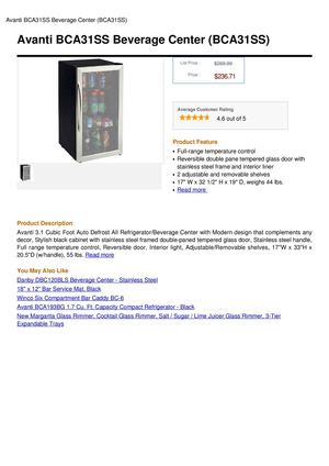 Avanti BCA31SS Beverage Center