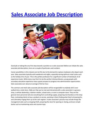 Sales Associate Job Description