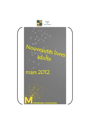 nouveautés livres adulte : mars 2012