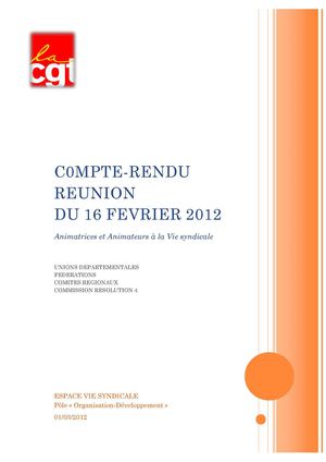 Vie syndicale - journée du 16 février à Montreuil (avec la commission de la résolution 4)