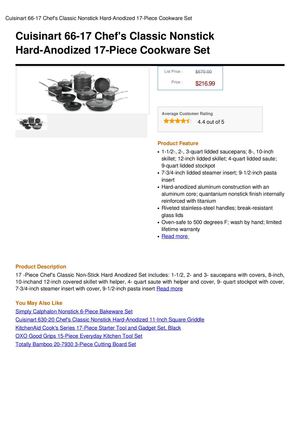 Cuisinart 66-17 Chef's Classic Nonstick Hard-Anodized 17-Piece Cookware Set