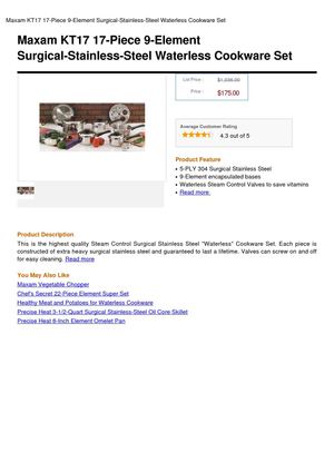 Maxam KT17 17-Piece 9-Element Surgical-Stainless-Steel Waterless Cookware Set