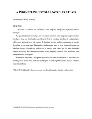 A Indisciplina Escolar