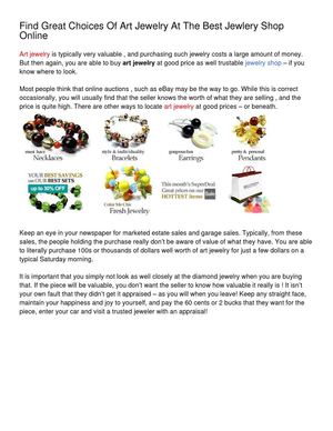 Find Great Choices Of Art Jewelry At The Best Jewlery Shop Online