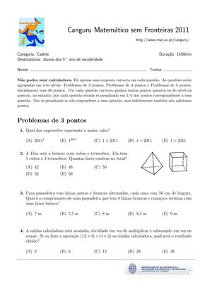 CANGURU 2011 9º ANO
