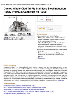 Duxtop Whole-Clad Tri-Ply Stainless Steel Induction Ready Premium Cookware 10-Pc Set