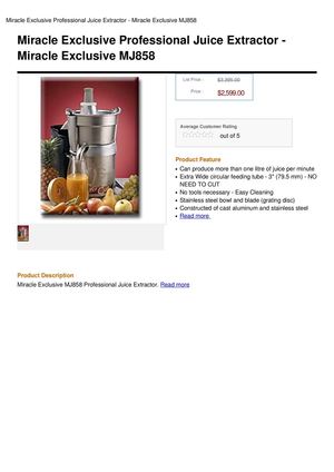 Miracle Exclusive Professional Juice Extractor - Miracle Exclusive MJ858