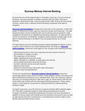 Suncorp Metway Internet Banking