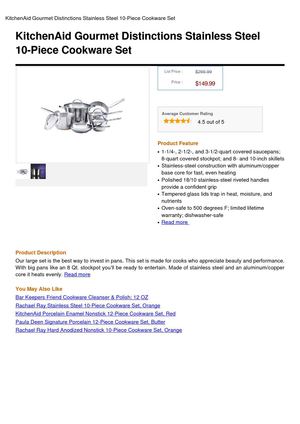 Kitchenaid Gourmet Distinctions Stainless Steel 10-Piece Cookware Set