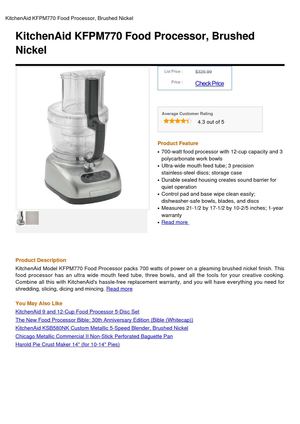 Kitchenaid KFPM770 Food Processor, Brushed Nickel
