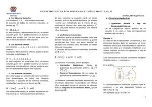Relaciones entre sistemas numéricos N, Z, Q y R