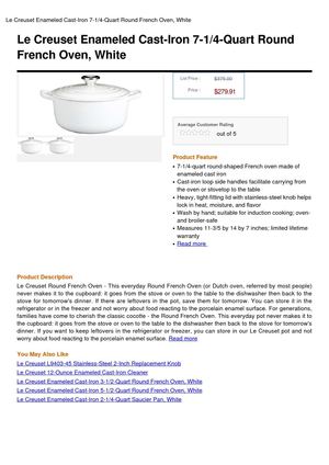 Le Creuset Enameled Cast-Iron 7-1 4-Quart Round French Oven, White