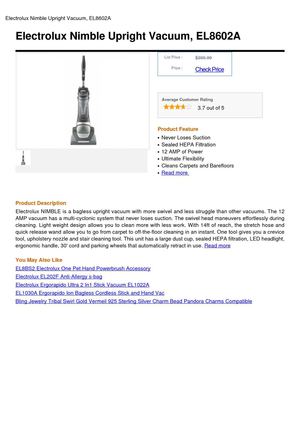 Electrolux Nimble Upright Vacuum, EL8602A