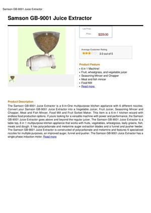 Samson GB-9001 Juice Extractor