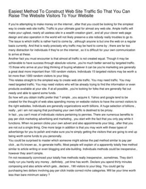 Easiest Method To Construct Web Site Traffic So That You Can Raise The Website Visitors To Your Website