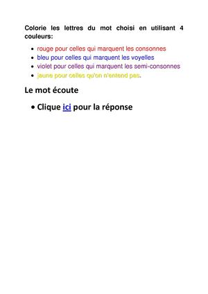 Colorie les lettres du mot choisi