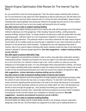 Search Engine Optimization Elite Review On The Internet Top No-No's