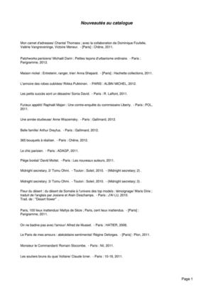 Nouveautés au catalogue