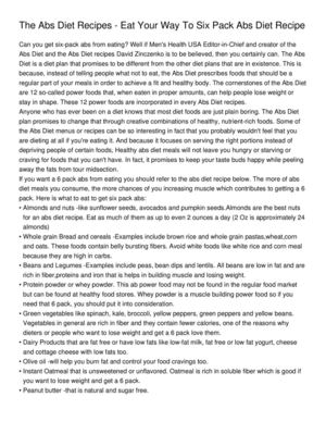 The Abs Diet Recipes - Eat Your Way To Six Pack Abs Diet Recipe