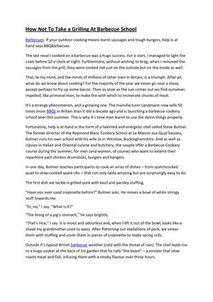 How Not To Take A Grilling At Barbecue School