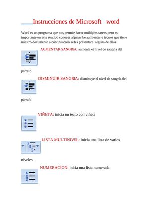 Instrucciones de Microsoft   word