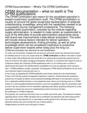 CPSM Documentation -- What's The CPSM Certification (1)
