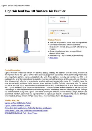 Lightair Ionflow 50 Surface Air Purifier