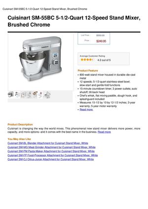 Cuisinart SM-55BC 5-1 2-Quart 12-Speed Stand Mixer, Brushed Chrome